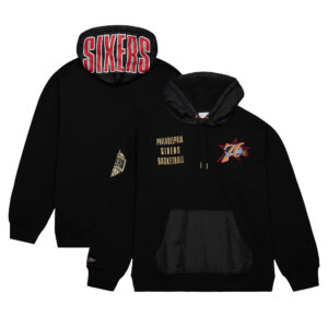 Men's Mitchell & Ness Black Philadelphia 76ers  Team OG 2.0 Vintage Logo Fleece Pullover Hoodie