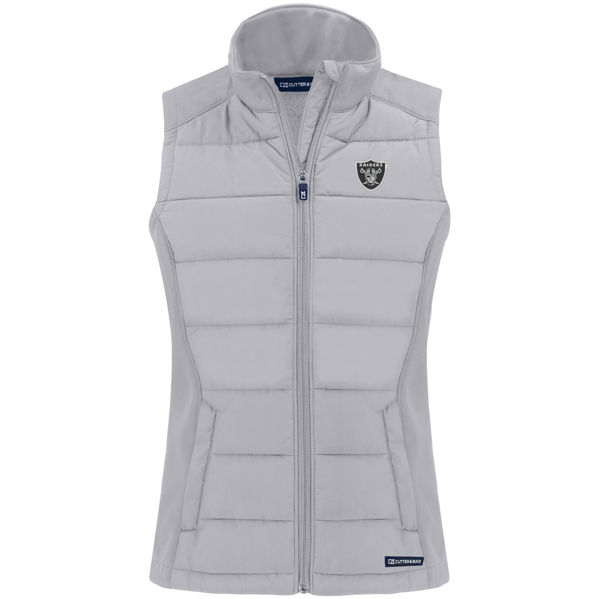 Women's Cutter & Buck Gray Las Vegas Raiders Primary Mark Evoke PrimaLoft Hybrid Eco Softshell Recycled Full-Zip Vest - Image 6