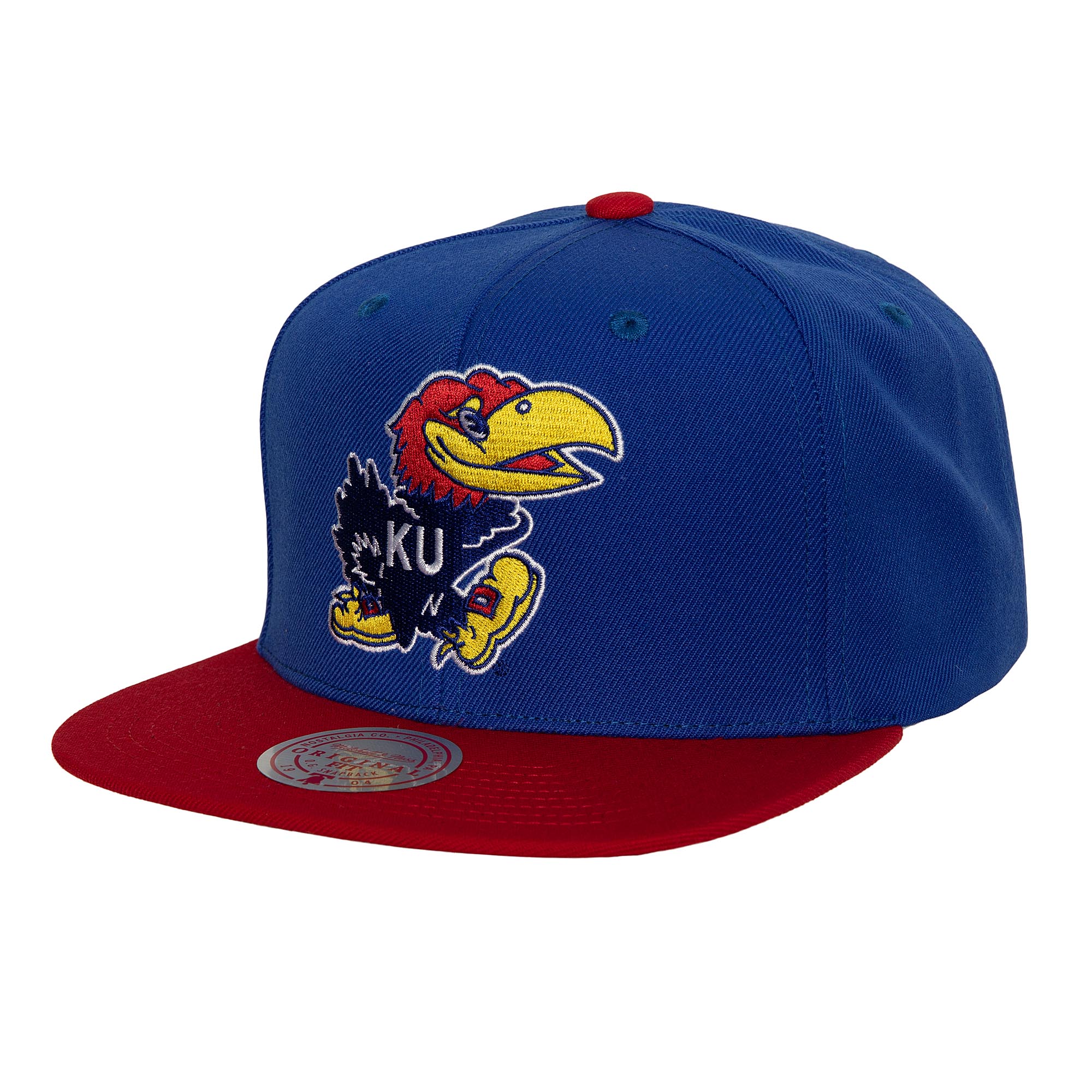 Men's Mitchell & Ness Royal/Red Kansas Jayhawks 2-Tone 2.0 Snapback Hat - Image 2