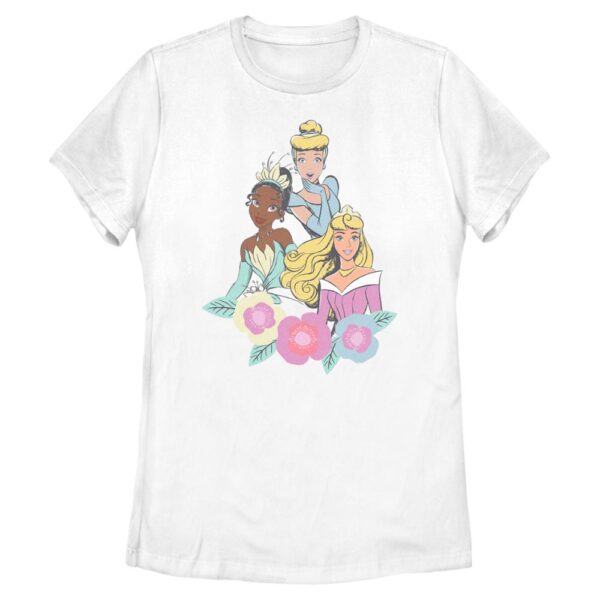 Women's Mad Engine  White Disney Princess Cinderella, Aurora & Tiana Graphic T-Shirt