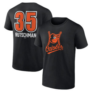 Men's Adley Rutschman Black Baltimore Orioles Fastball Player Name & Number T-Shirt