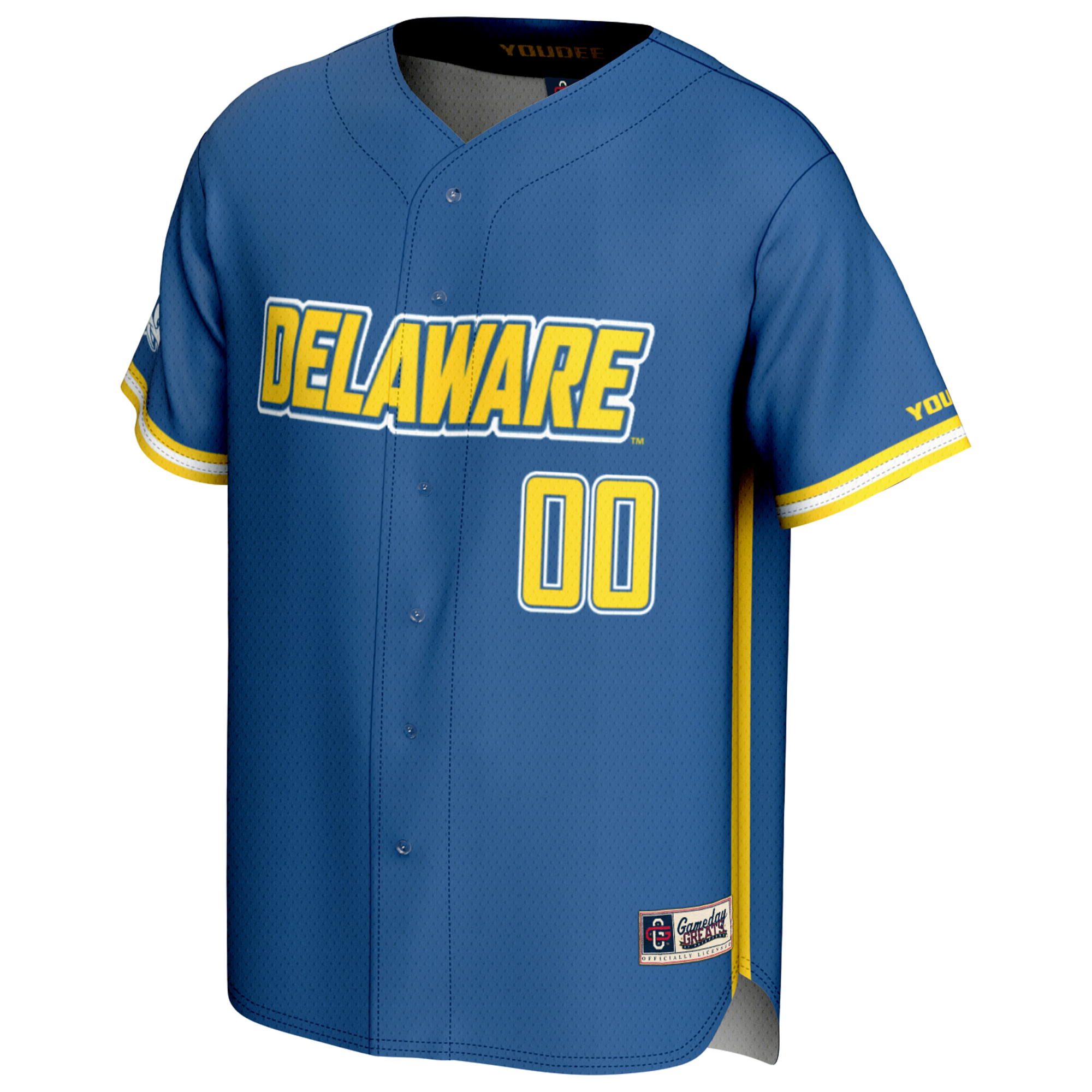 Youth GameDay Greats Royal Delaware Fightin' Blue Hens NIL Pick-A-Player Baseball Lightweight Jersey - Image 4