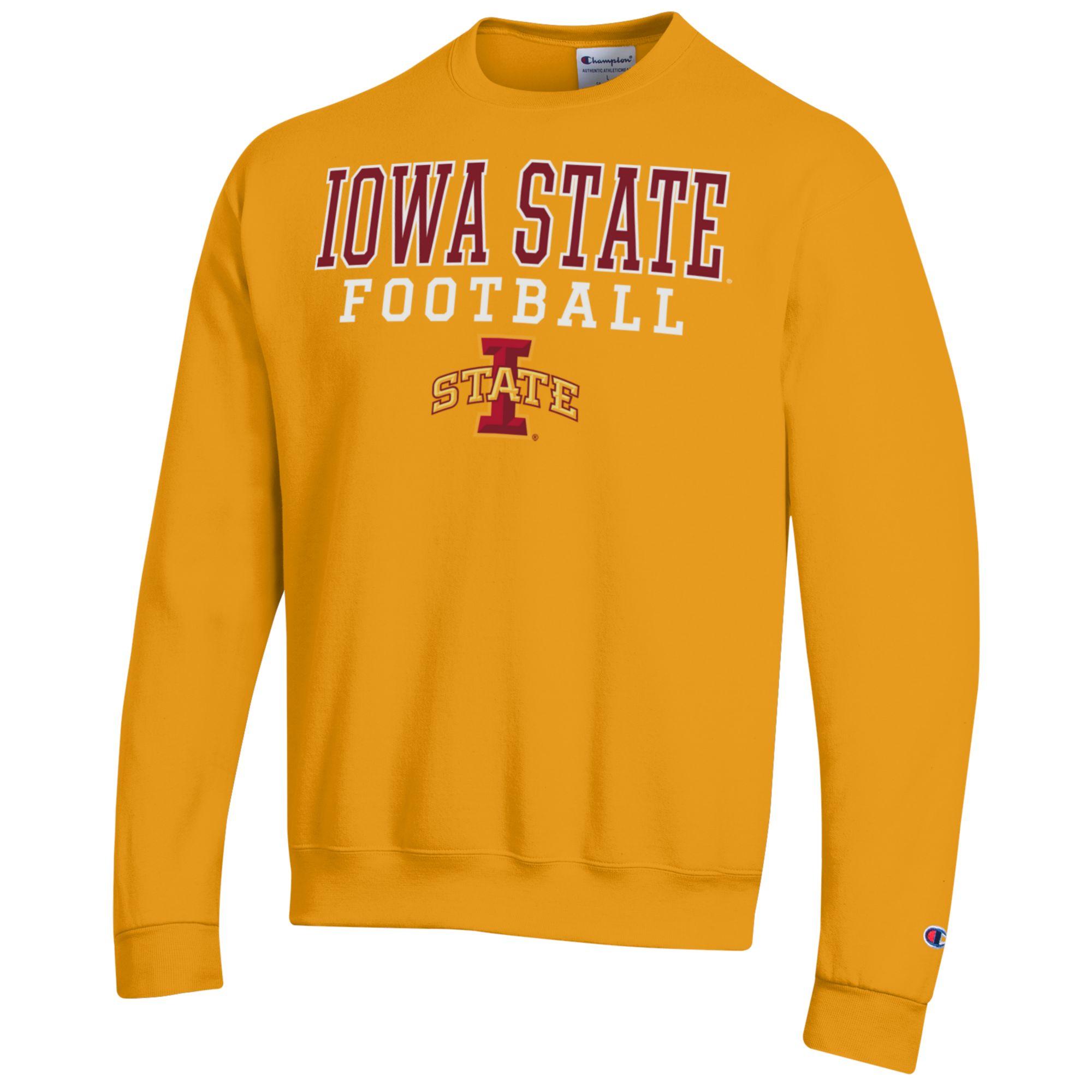 Men's Champion Gold Iowa State Cyclones Football Stacked Pullover Sweatshirt - Image 7
