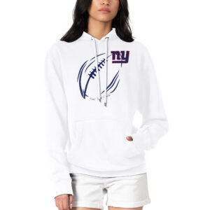 Women's G-III 4Her by Carl Banks White New York Giants Football Logo Fleece Pullover Hoodie