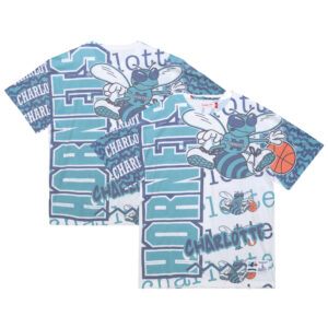 Men's Mitchell & Ness  White Charlotte Hornets Jumbotron 2.0 Sublimated T-Shirt