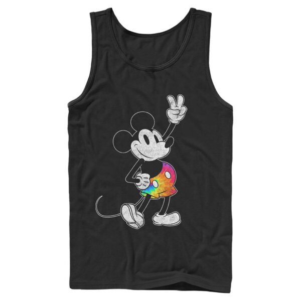 Men's Mad Engine Mickey Mouse Black Mickey & Friends Tie-Dye Graphic Tank Top
