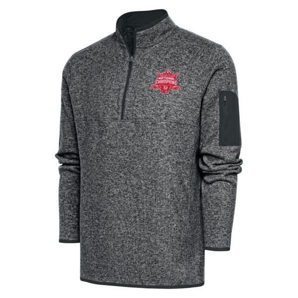 Men's Antigua Heather Gray Denver Pioneers 2024 NCAA Men's Ice Hockey National Champions Tall Fortune Quarter-Zip Pullover Top