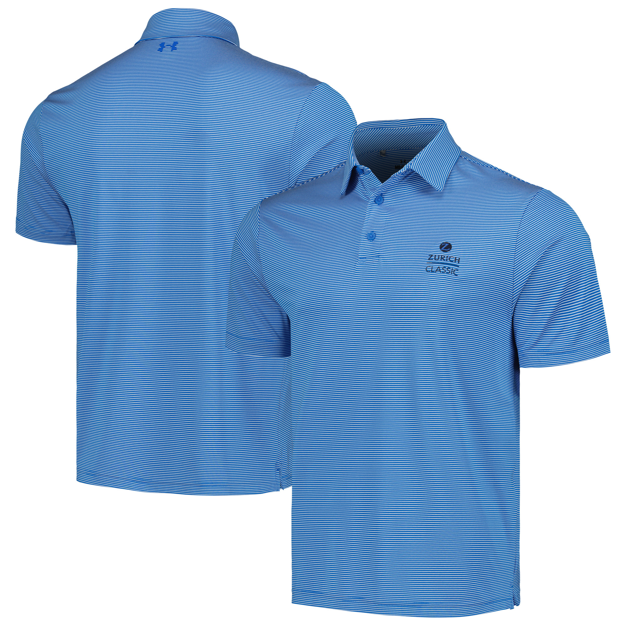 Men's Under Armour Blue The Zurich Classic Tee To Green Bridge Stripe Polo - Image 2