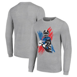 Men's Starter Heather Gray Buffalo Bills Player X Logo Graphic Long Sleeve T-Shirt