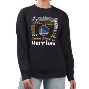 Women's G-III 4Her by Carl Banks Black Golden State Warriors Collage Team Graphic Fleece Pullover Sweatshirt