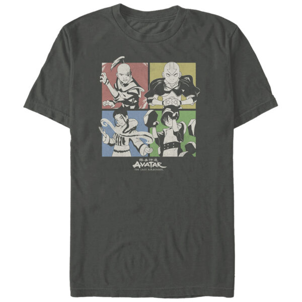 Men's Mad Engine Charcoal Avatar: The Last Airbender Four Square Graphic T-Shirt
