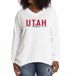 Women's White Utah Utes Bailey V-Neck Tri-Blend Tunic