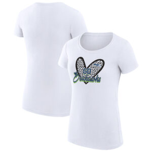 Women's G-III 4Her by Carl Banks White Seattle Seahawks Animal Print Heart Fitted T-Shirt