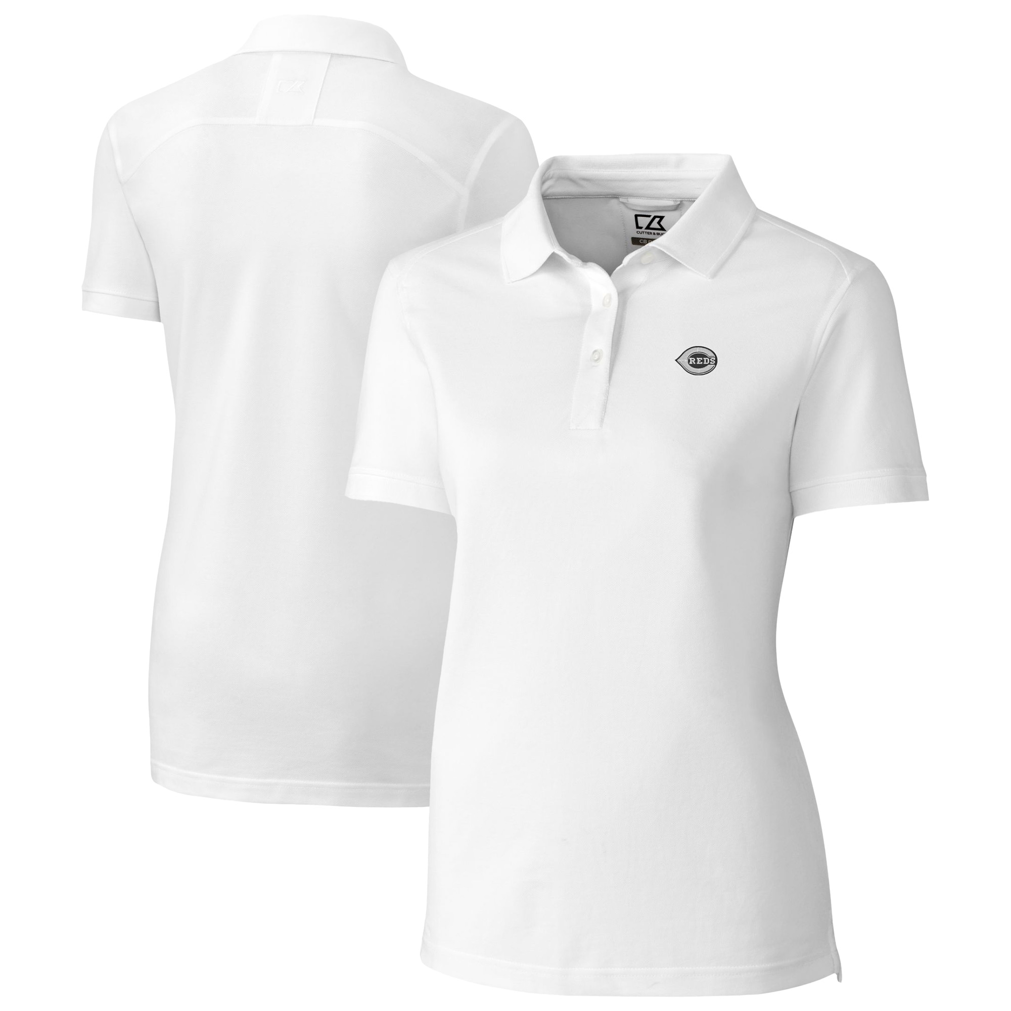 Women's Cutter & Buck White Cincinnati Reds DryTec Advantage Tri-Blend Pique Polo