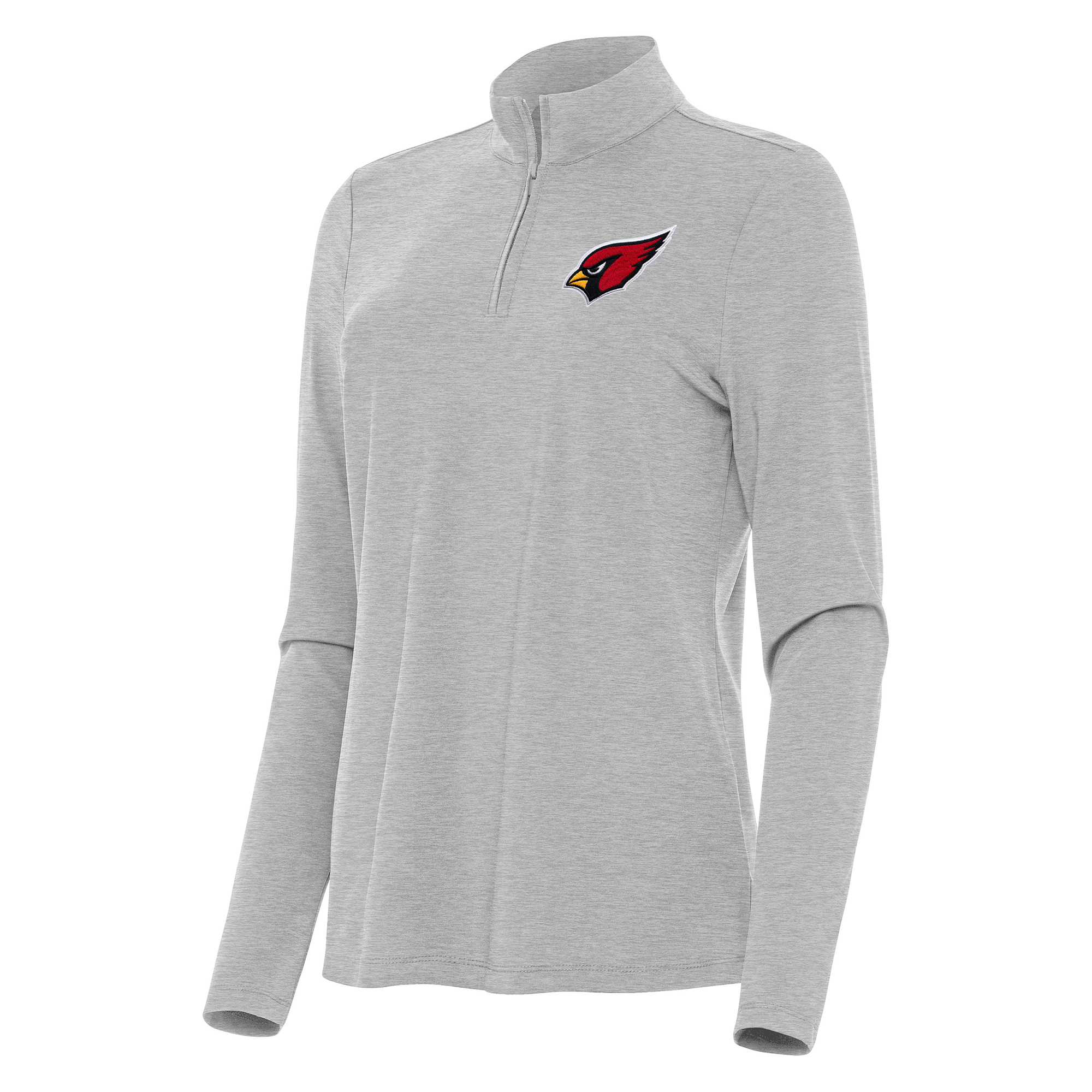 Women's Antigua Heather Gray Arizona Cardinals Bright Quarter-Zip Sweatshirt