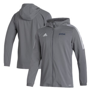 Men's adidas Gray UTSA Roadrunners Tiro 21 AEROREADY Full-Zip Hoodie Windbreaker Jacket
