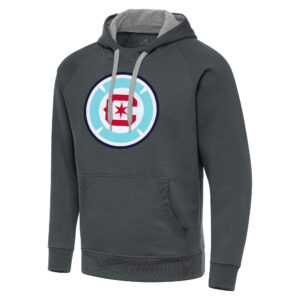 Men's Antigua Charcoal Chicago Fire Big & Tall Team Crest Victory Raglan Pullover Hoodie