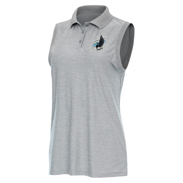 Women's Antigua Heather Gray Minnesota United FC Recap Sleeveless Polo