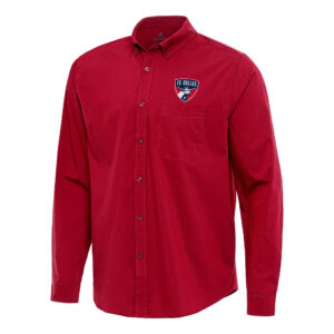 Men's Antigua Red FC Dallas Flight Woven Tri-Blend Long Sleeve Button-Down Shirt