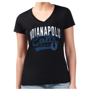 Women's G-III 4Her by Carl Banks  Black Indianapolis Colts Filigree Team Fitted V-Neck T-Shirt