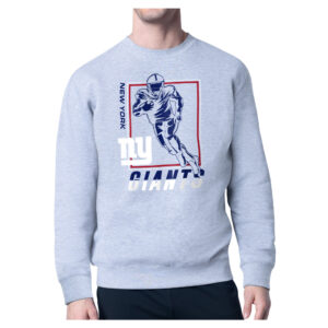 Men's Starter Heather Gray New York Giants Player Grid Pullover Sweatshirt