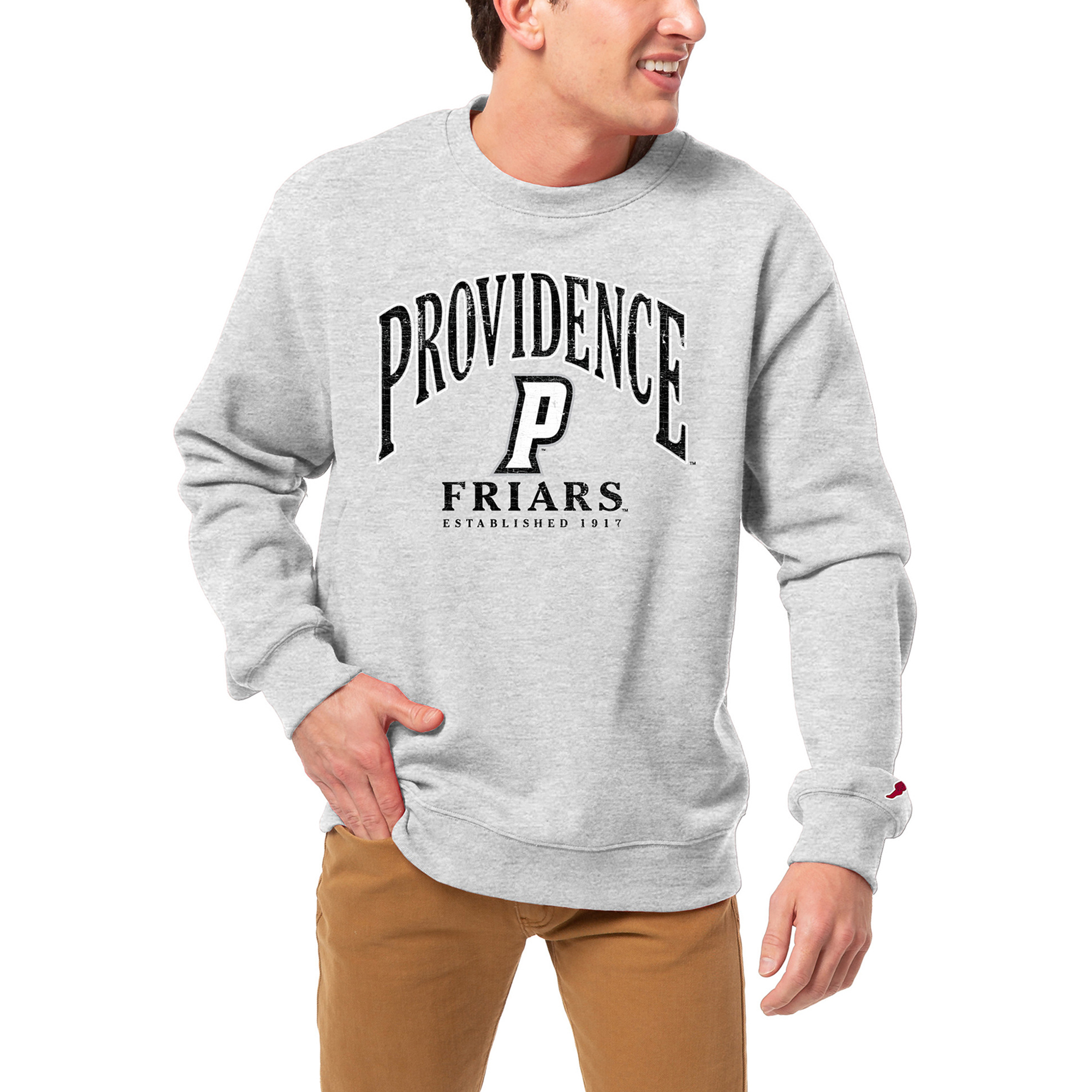 Men's League Collegiate Wear Heather Gray Providence Friars Essentials 2.0 Fleece Pullover Sweatshirt