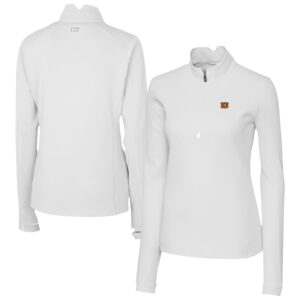 Women's Cutter & Buck White Cincinnati Bengals Traverse Stretch Quarter-Zip Pullover Top