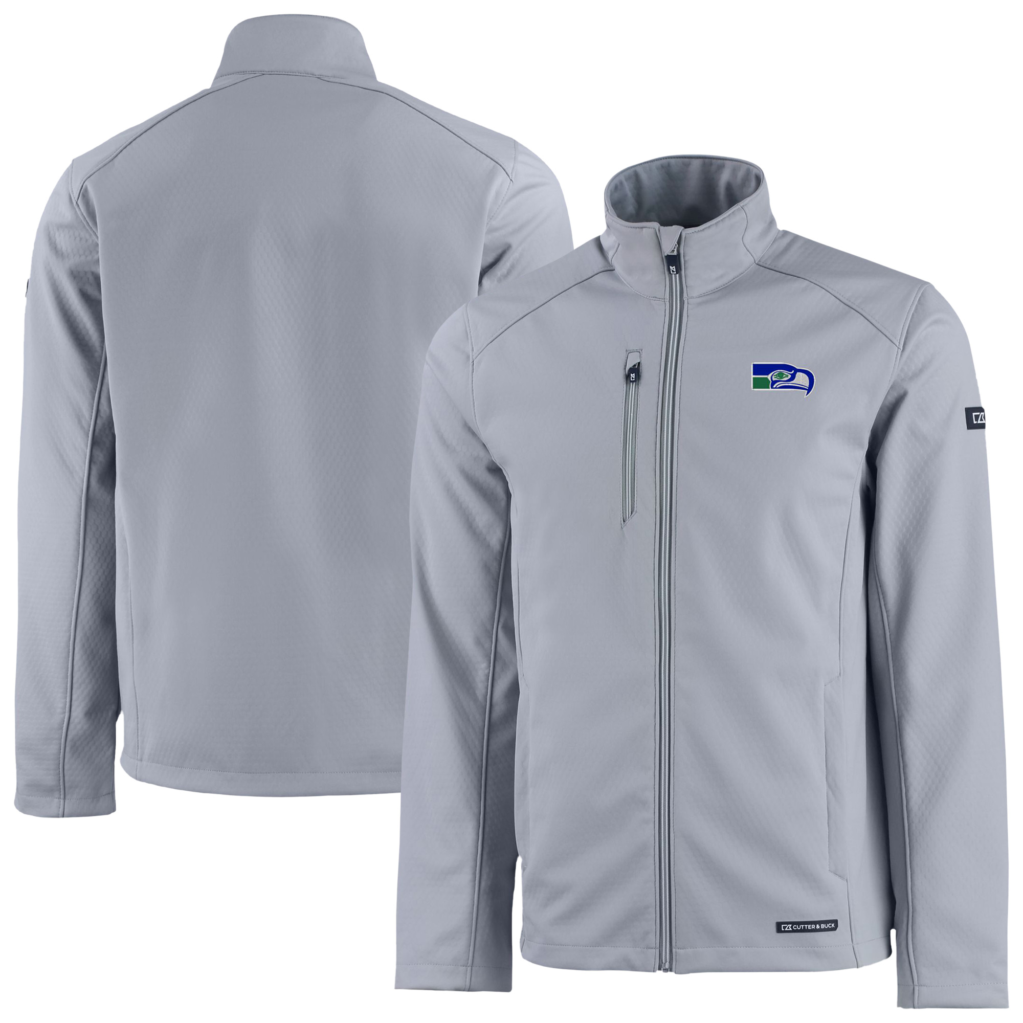 Men's Cutter & Buck Gray Seattle Seahawks Evoke Eco Softshell Recycled Full-Zip Jacket