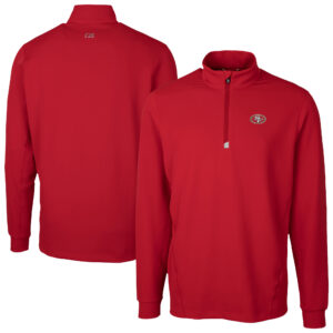 Men's Cutter & Buck  Red San Francisco 49ers Traverse Stretch Quarter-Zip Top