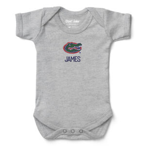 Newborn & Infant Chad & Jake  Gray Florida Gators Personalized Team Logo Bodysuit