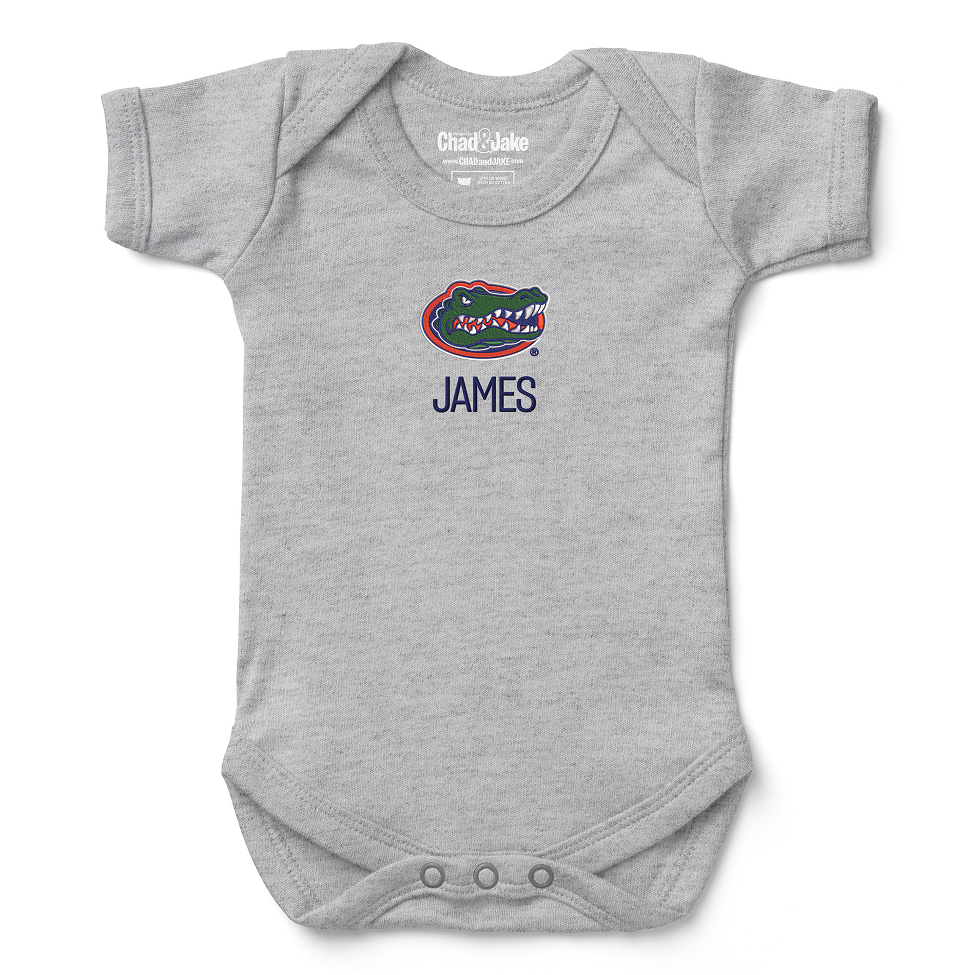 Newborn & Infant Chad & Jake Gray Florida Gators Personalized Team Logo Bodysuit