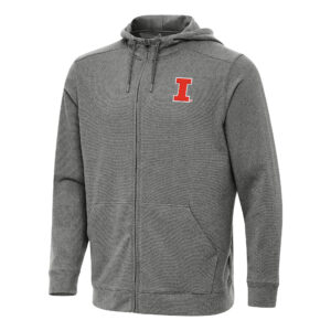 Men's Antigua Heather Charcoal Illinois Fighting Illini Effortless Full-Zip Hoodie Jacket