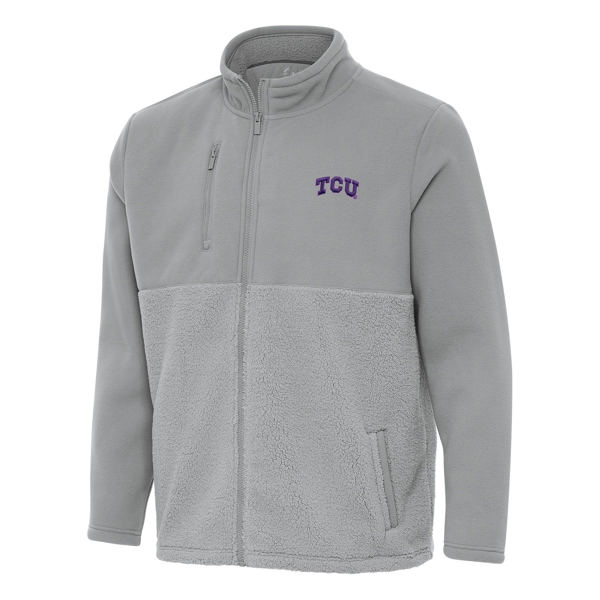 Men's Antigua Gray TCU Horned Frogs Daily Fused Full-Zip Jacket