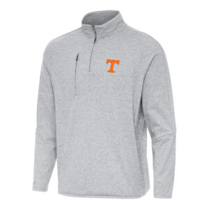 Men's Antigua Heather Gray Tennessee Volunteers Certain Quarter-Zip Tri-Blend Sweatshirt