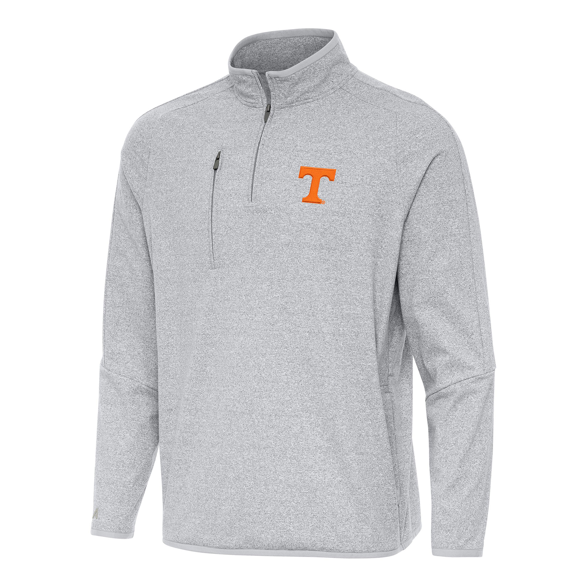 Men's Antigua Heather Gray Tennessee Volunteers Certain Quarter-Zip Tri-Blend Sweatshirt