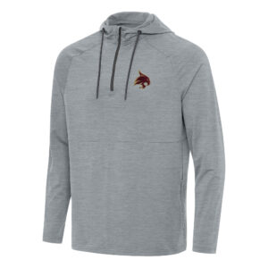 Men's Antigua Heather Gray Texas State Bobcats Spikes Raglan Quarter-Zip Hoodie