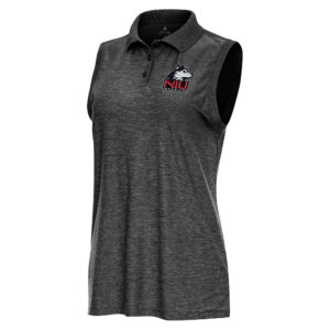 Women's Antigua  Heather Black Northern Illinois Huskies Recap Sleeveless Polo