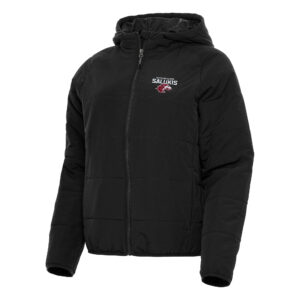 Women's Antigua Black Southern Illinois Salukis Universe Full-Zip Puffer Jacket