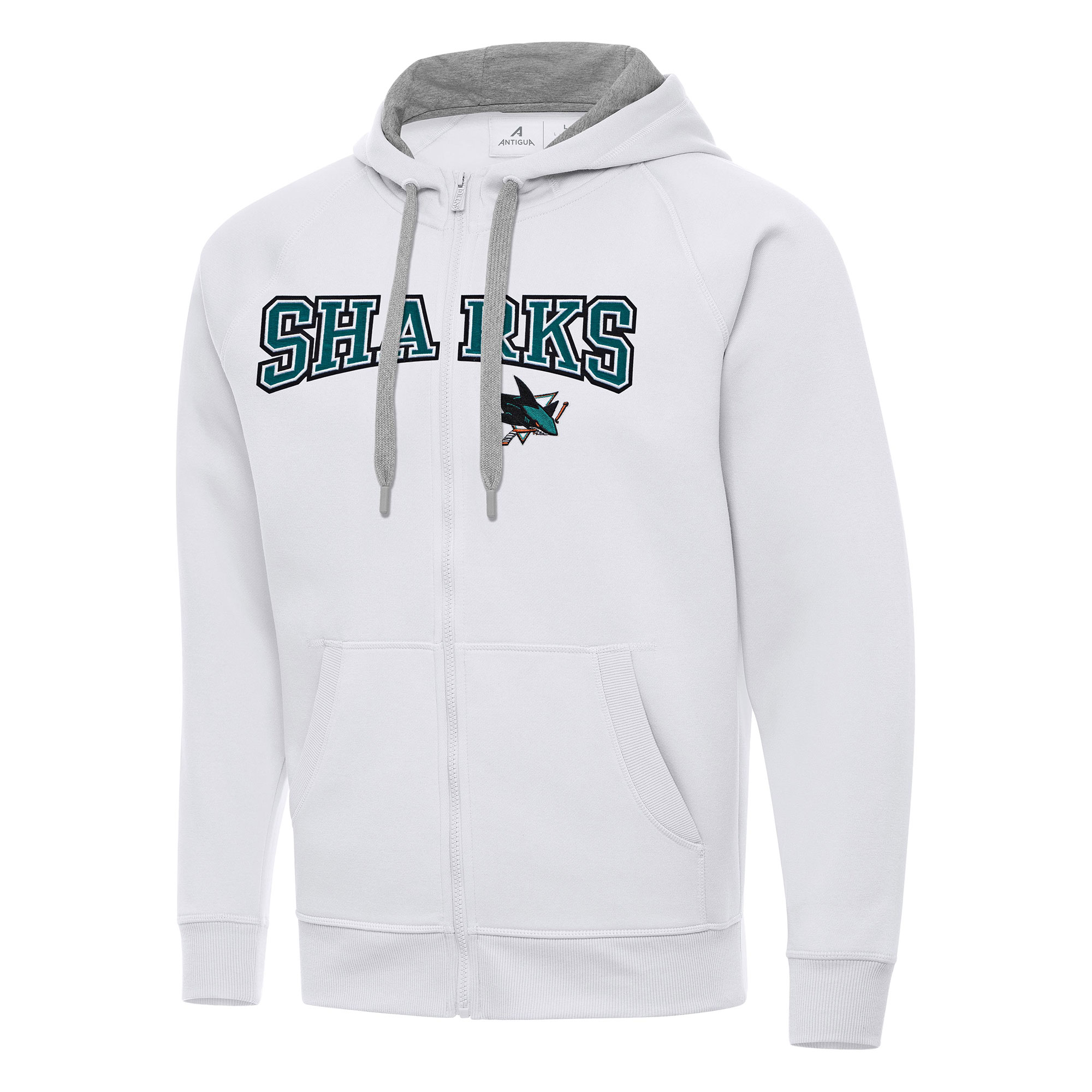 Men's Antigua White San Jose Sharks Big & Tall Victory Full-Zip Hoodie