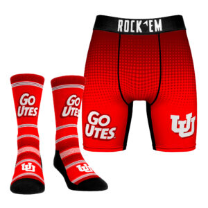 Men's Rock Em Socks Utah Utes Slogan Crew Socks & Boxer Briefs Combo Pack
