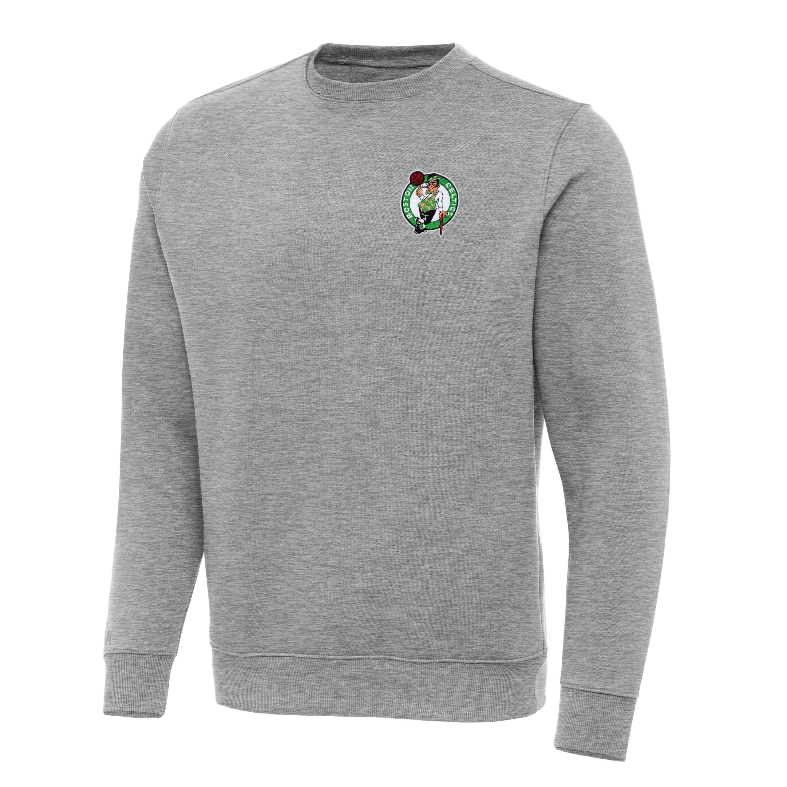Men's Antigua Heather Gray Boston Celtics Big & Tall Victory Crew Neck Pullover Sweatshirt