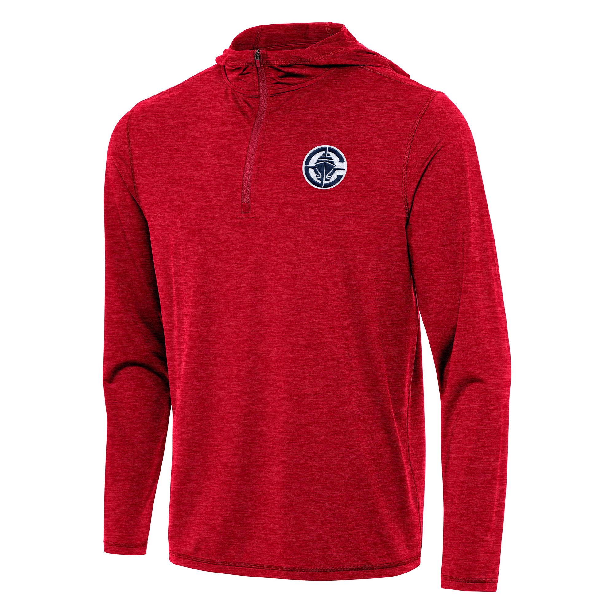 Men's Antigua Heather Red LA Clippers Tidy Quarter-Zip Hoodie