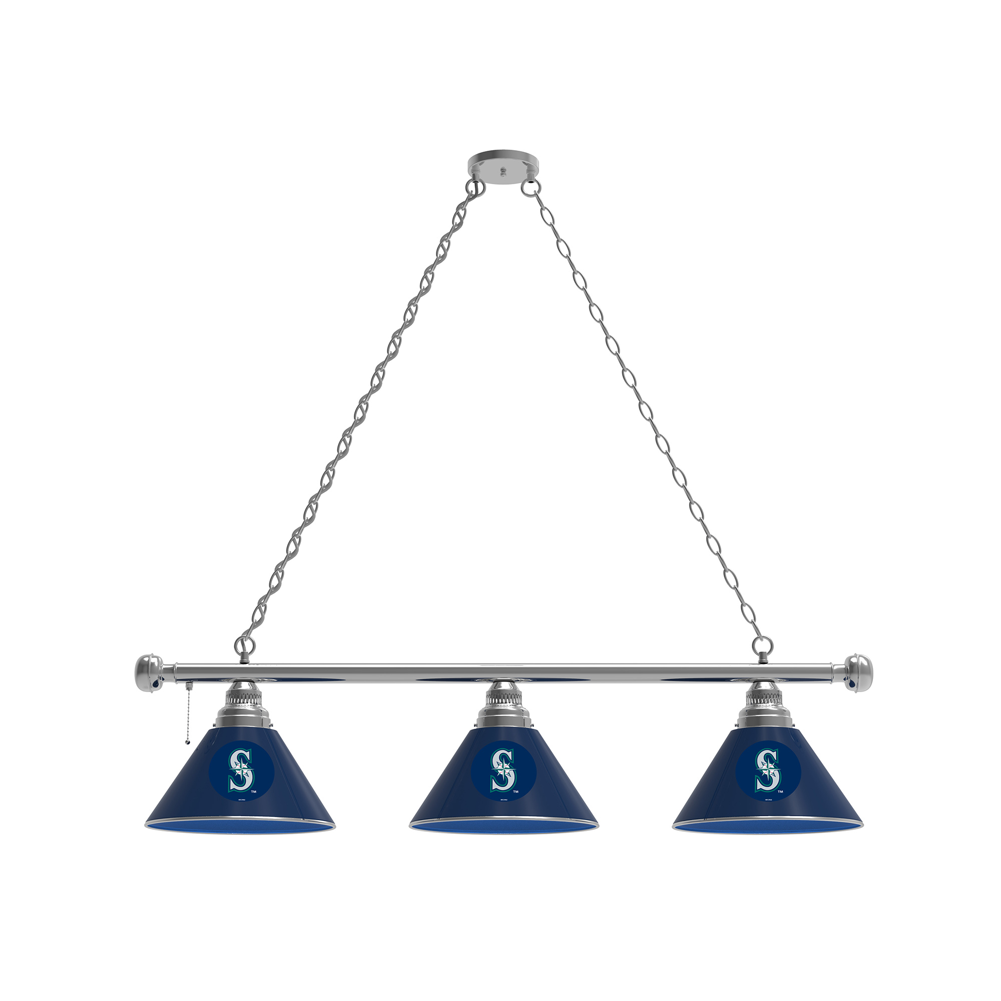 Seattle Mariners 3-Shade Billiard Light with Chrome Fixture