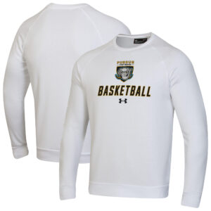 Men's Under Armour  White Purdue Fort Wayne Mastodons Raglan Basketball Rival Fleece Pullover Sweatshirt