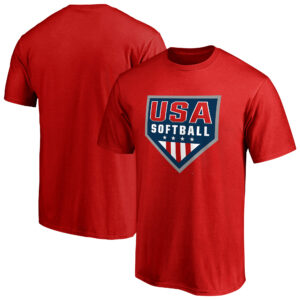 Men's Red USA Softball Primary Logo T-Shirt