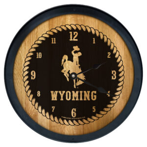 Brown Wyoming Cowboys 2' Barrelhead Clock