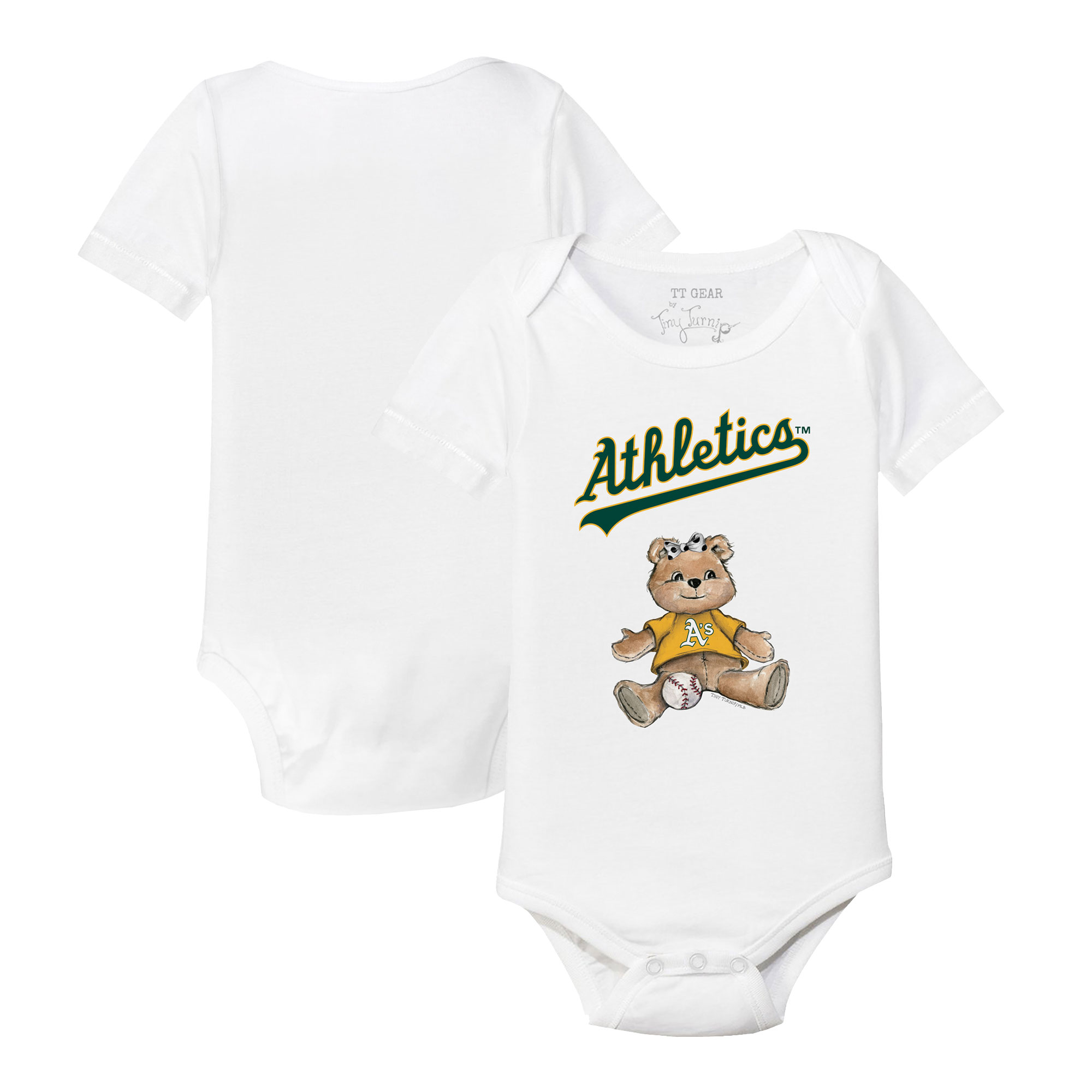 Infant Tiny Turnip White Oakland Athletics Girl Teddy Bodysuit