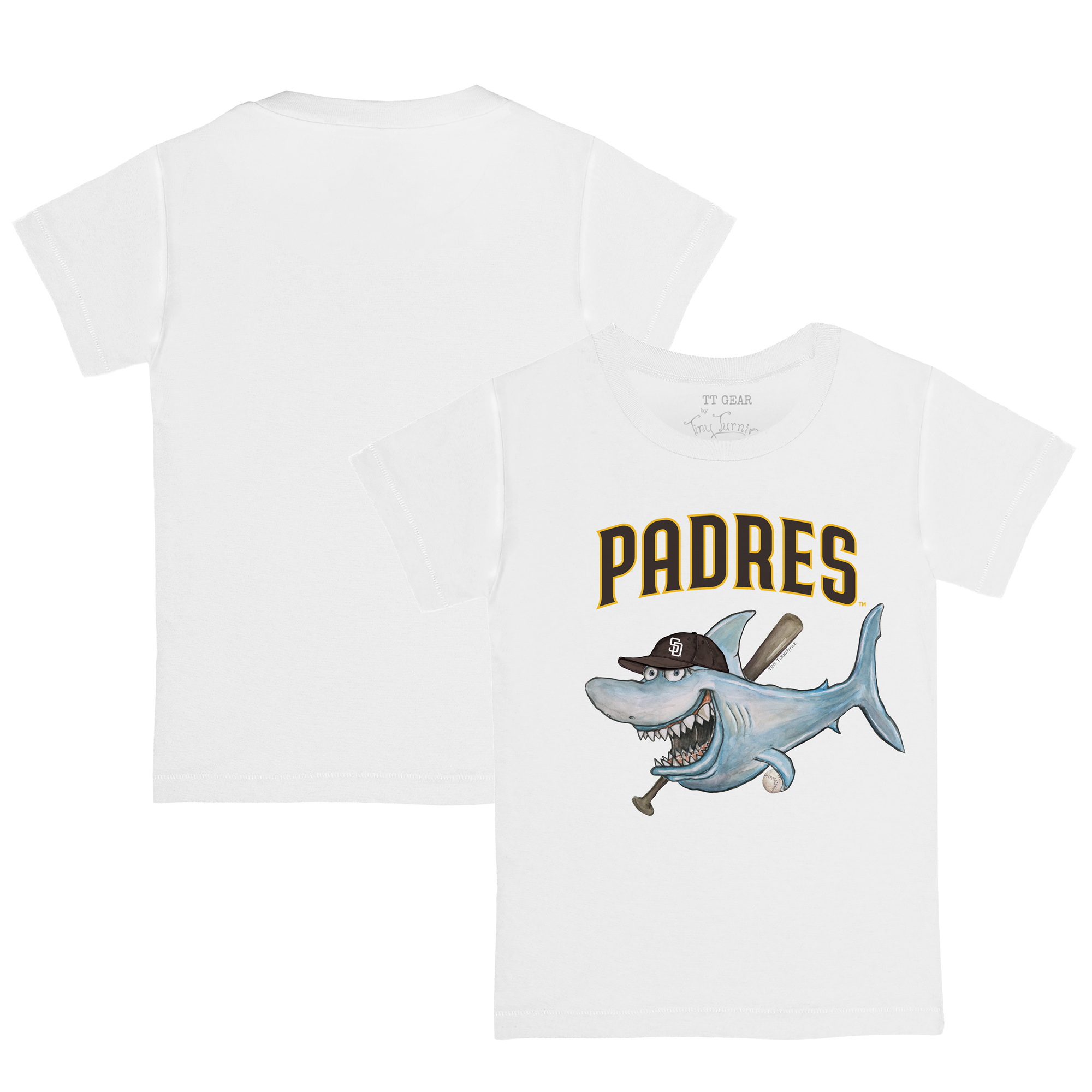 Toddler Tiny Turnip White San Diego Padres Shark Logo T-Shirt - Image 3