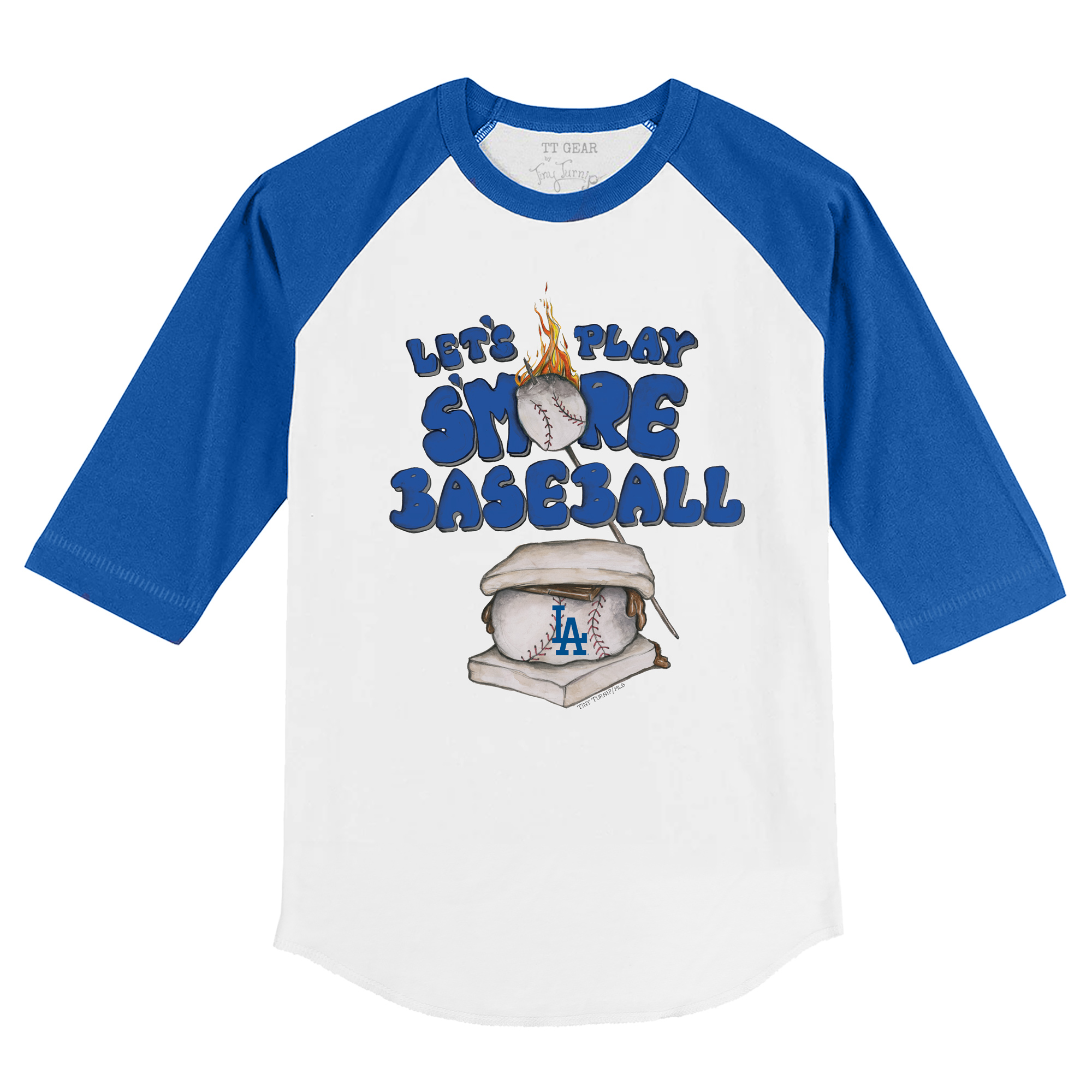 Toddler Tiny Turnip White/Royal Los Angeles Dodgers Smores 3/4-Sleeve Raglan T-Shirt - Image 6
