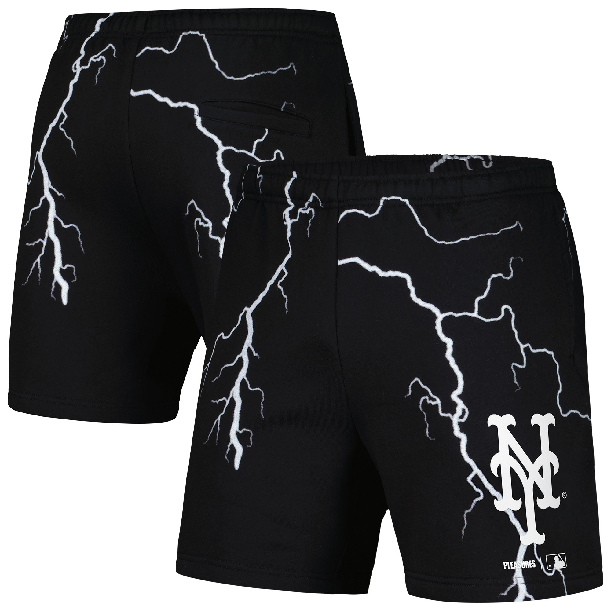 Men's PLEASURES Black New York Mets Lightning Shorts